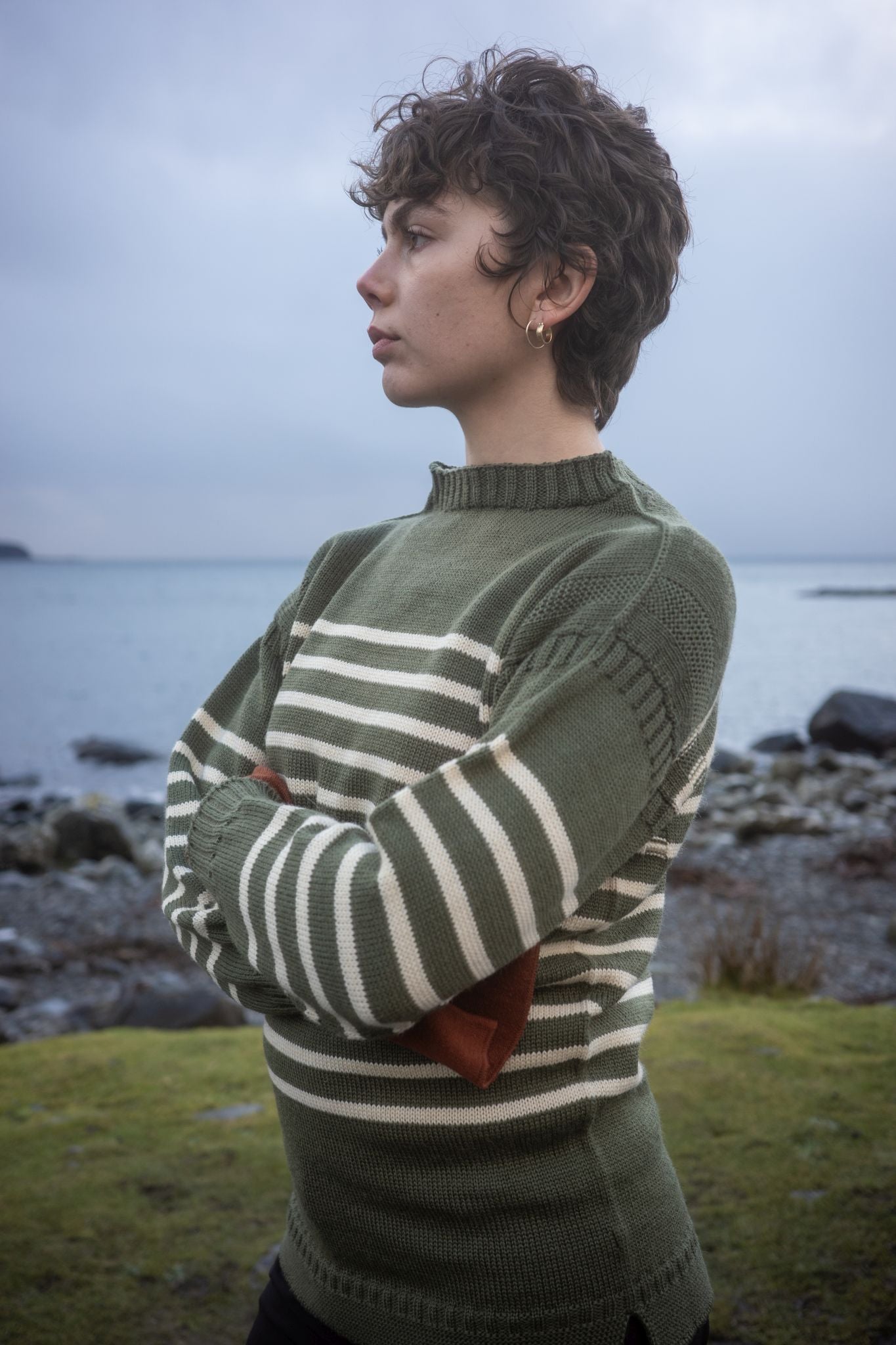 Guernsey Breton In Frosted Sage & Ecru