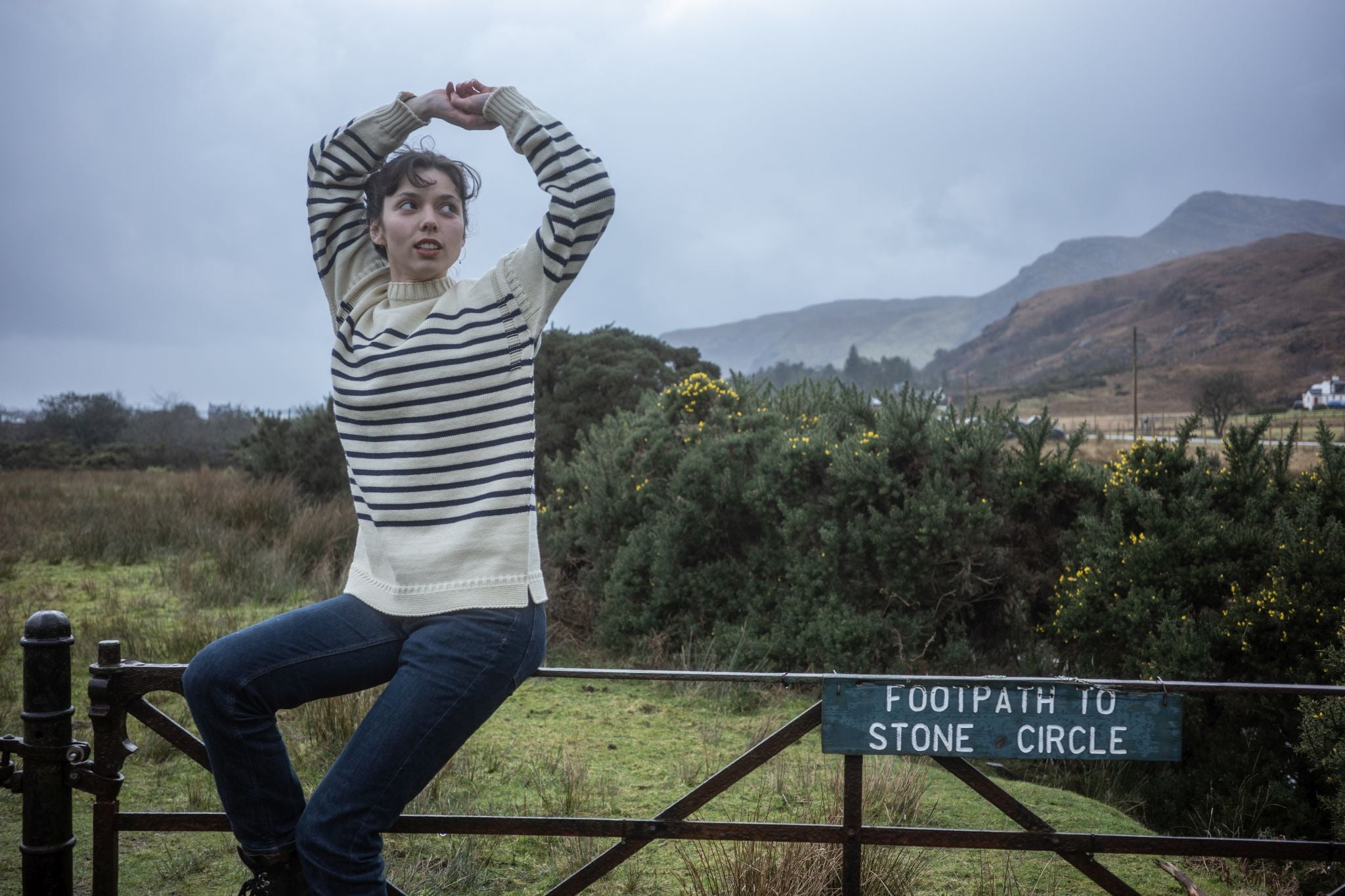 Premium Breton stripe Guernsey jumper in cream with navy stripes